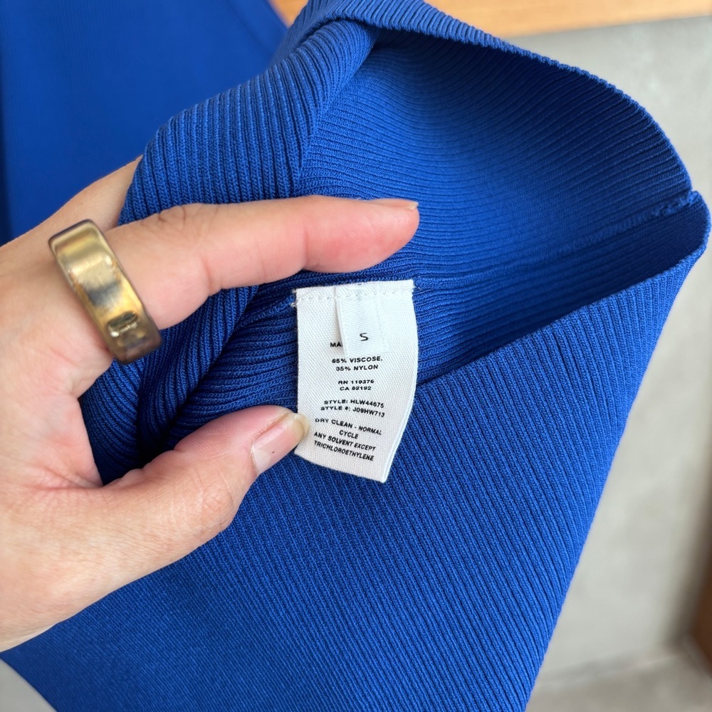 NWOT Helmut Lang Royal Blue Knit Ribbed Mini Dress, Size S - Picture 9 of 13